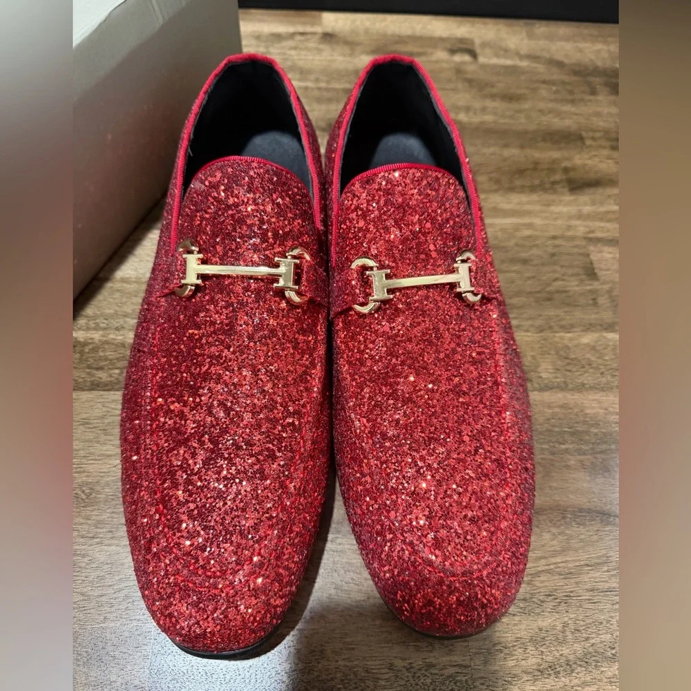 Red Glitter Loafers